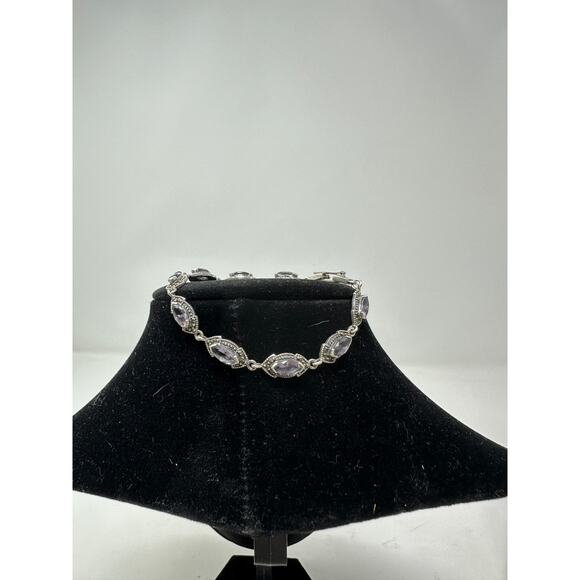 Vintage Sterling Silver With Light Purple Stones Wrap Bracelet - Picture 2 of 7